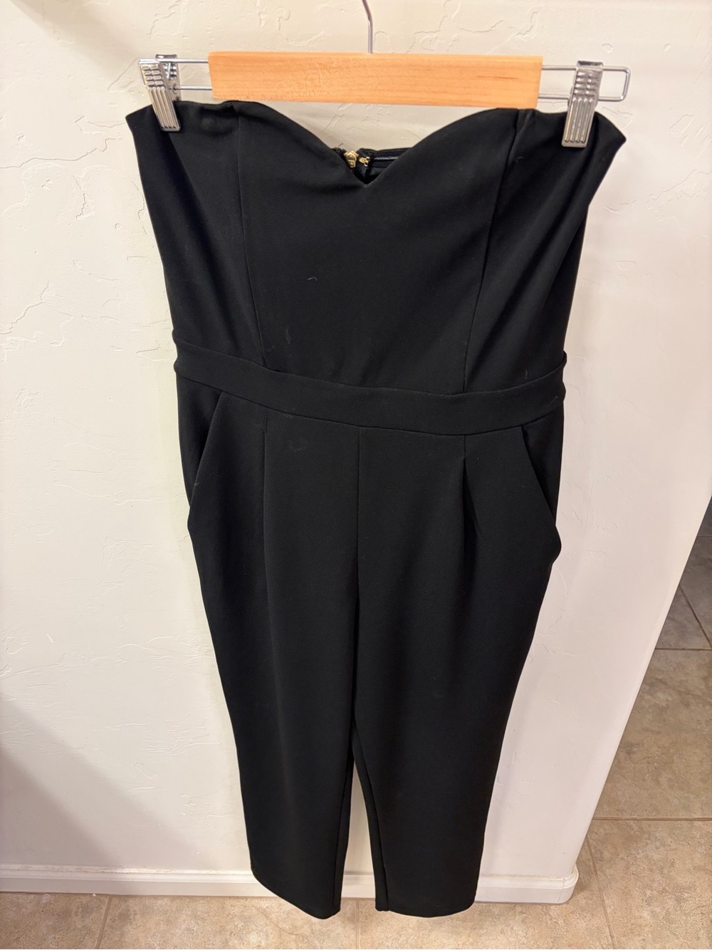 Express Strapless Black Tailored Jumpsuit